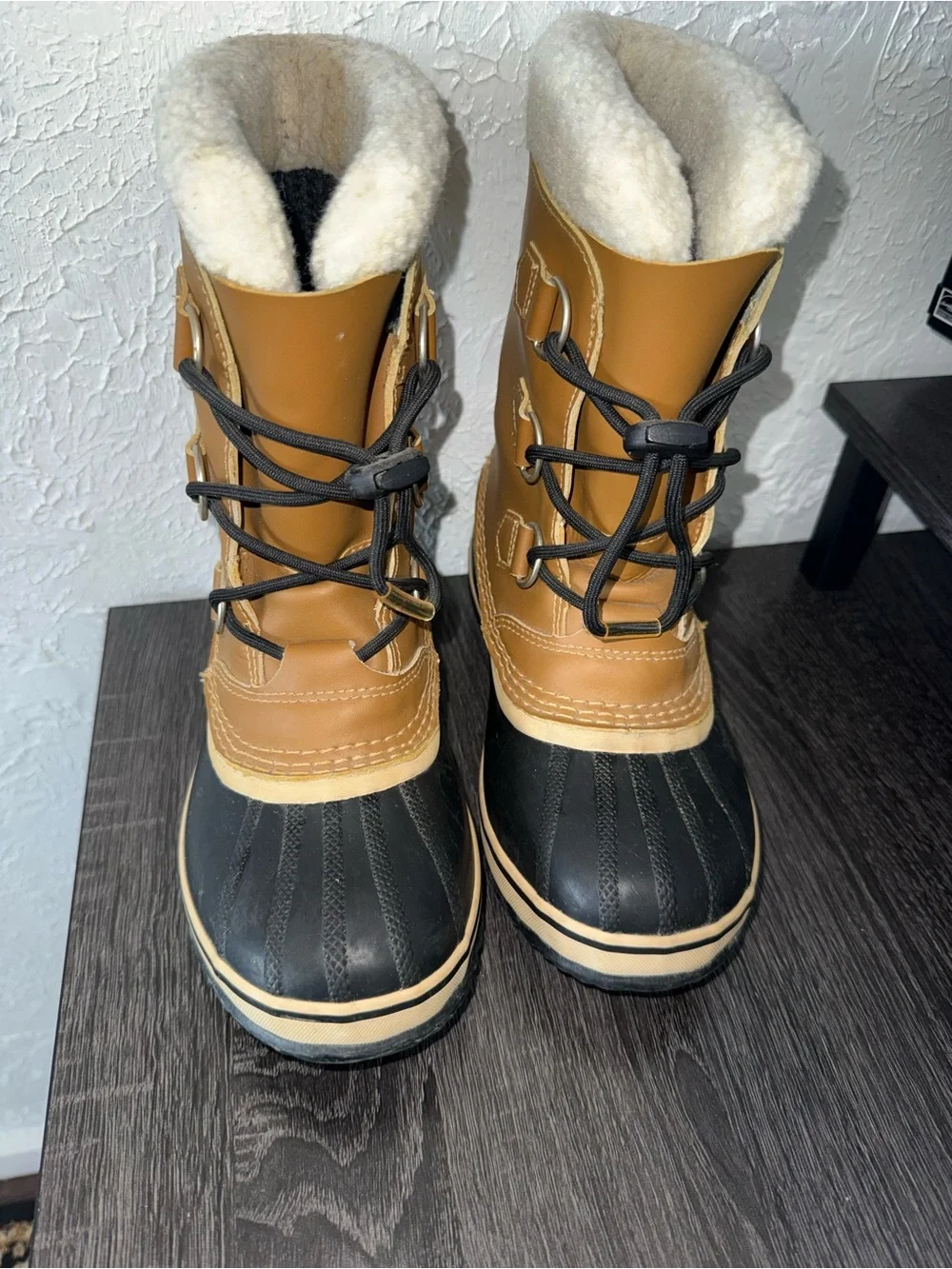 Sorel Kids Waterproof Winter Boots in Brown, Black & Cream
